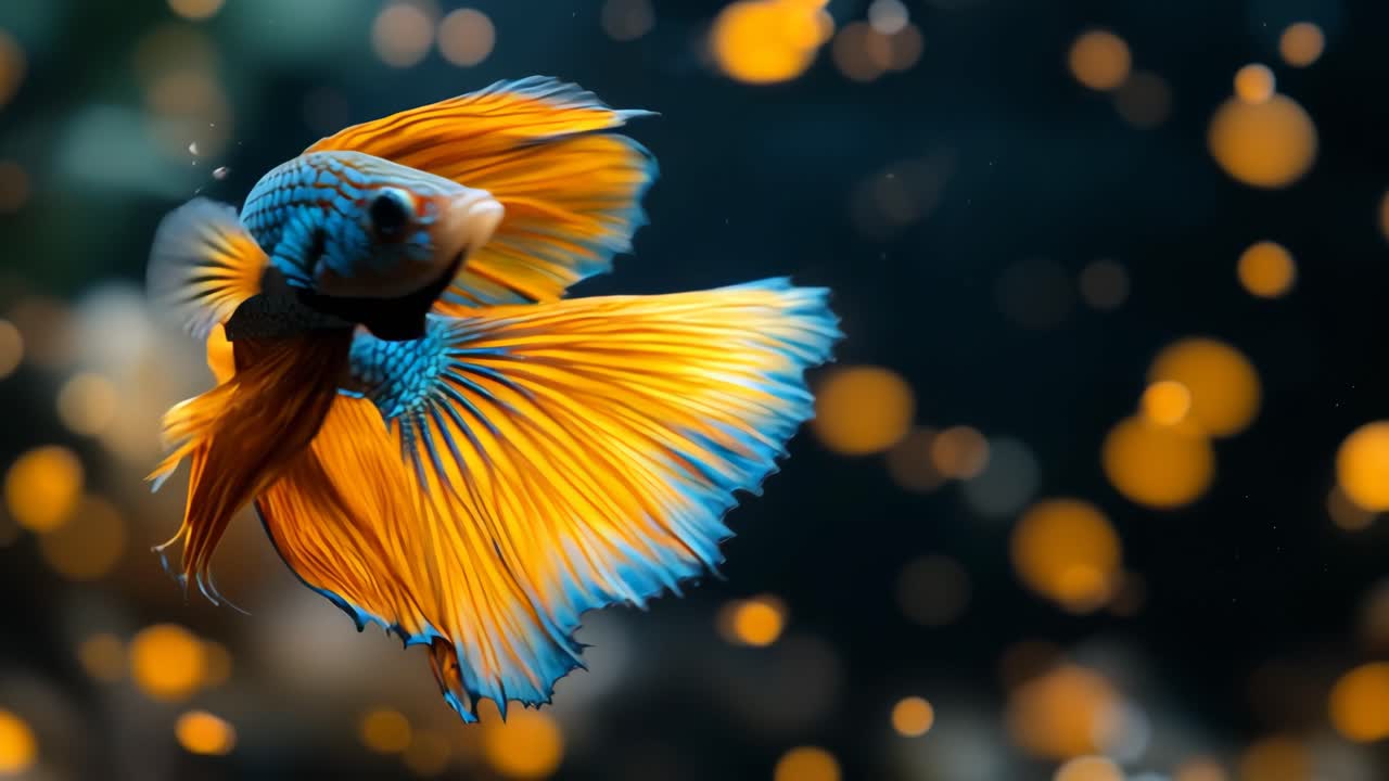 Colorful betta fish swimming gracefully. A colorful betta fish swims gracefully, flaunting its fins in a calm aquarium.