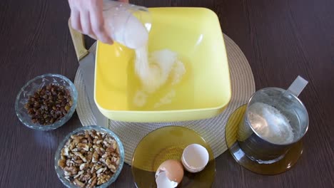 ingredients for baking a cake on the table