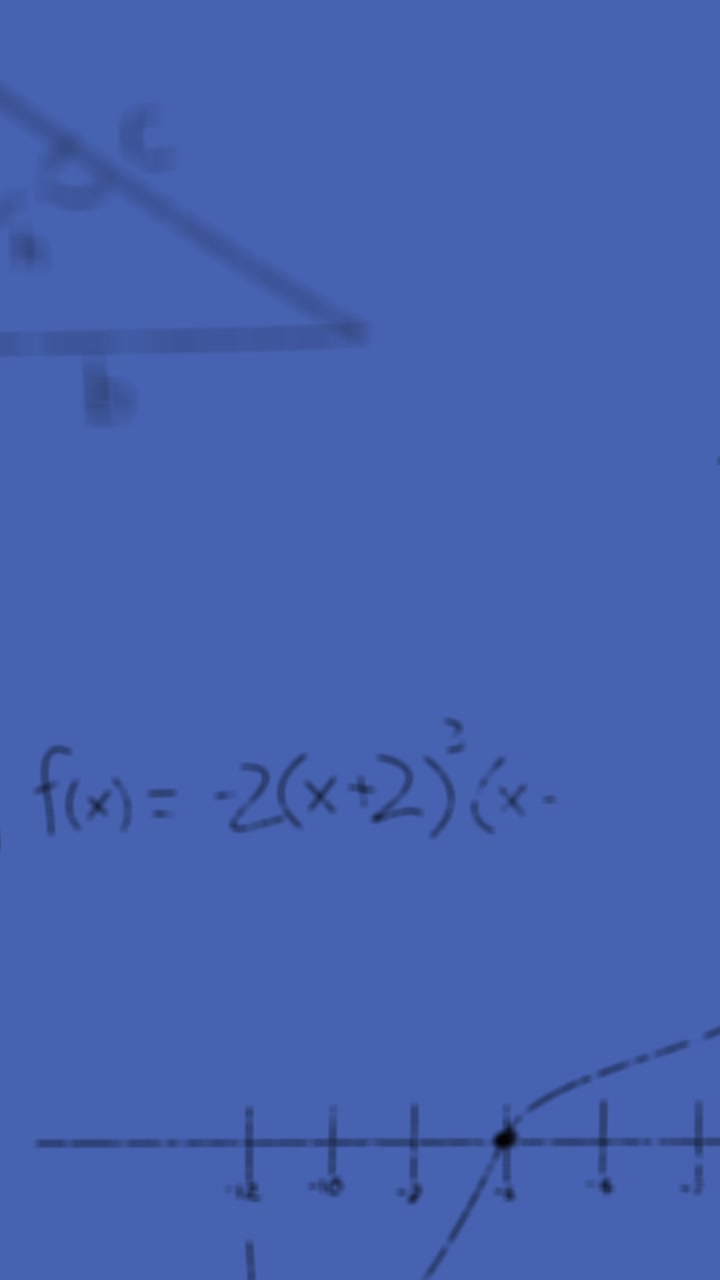 Animazione di elaborazione di equazioni matematiche su sfondo blu