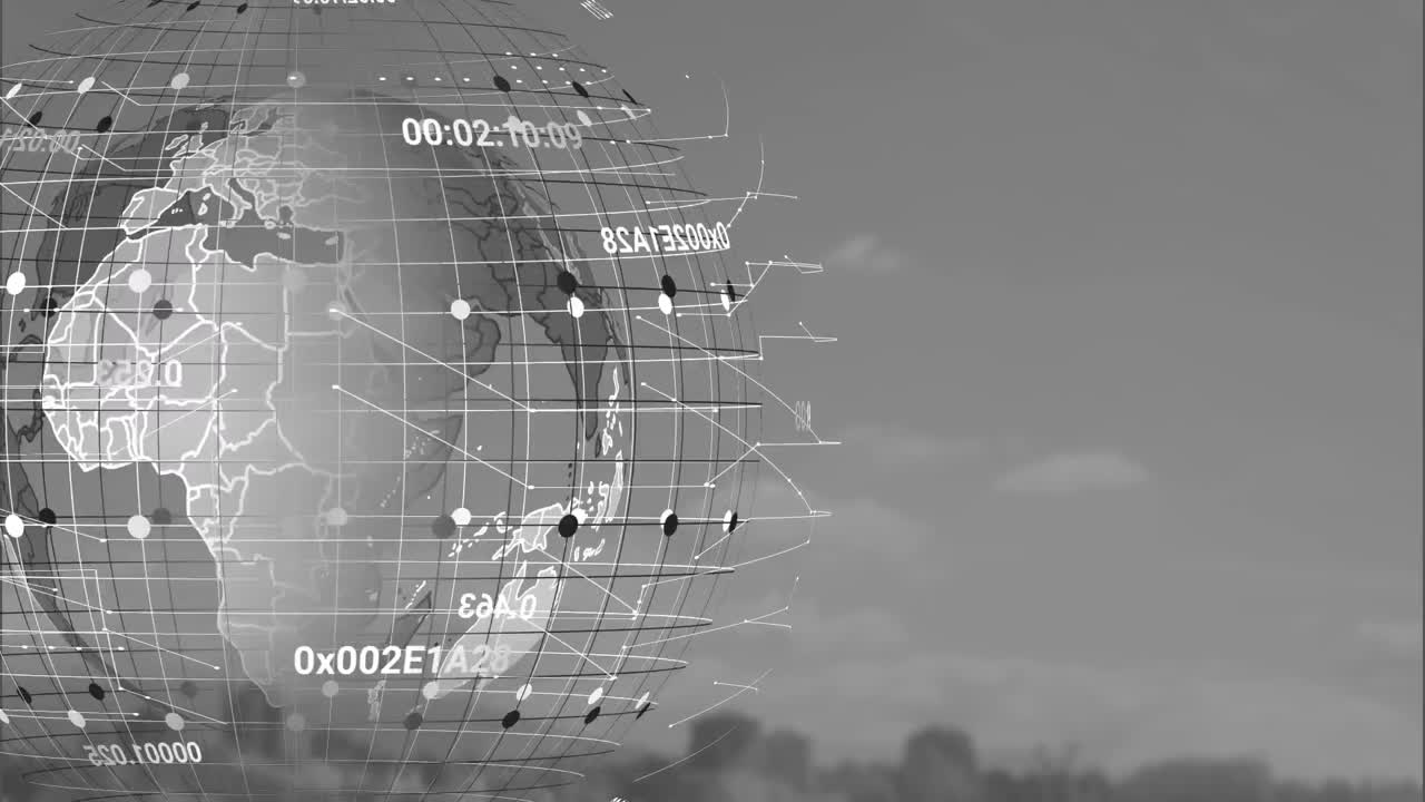 Animation of globe and connections on grey background