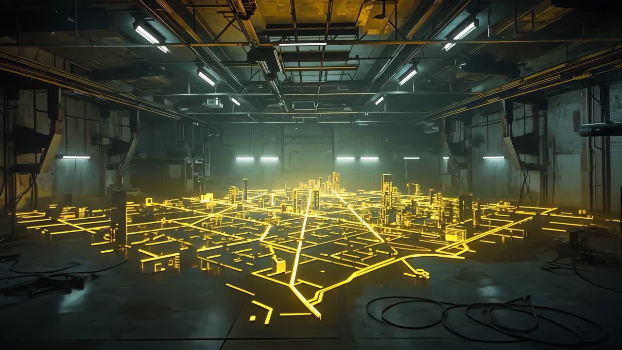 Futuristic Neon City Map