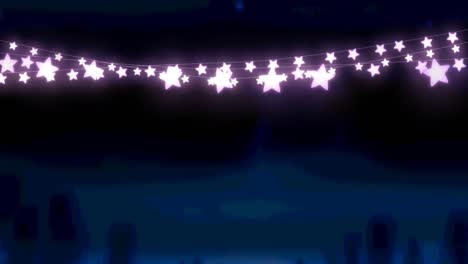 Animation of glowing fairy lights over black background