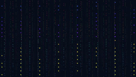 Colorful grid of floating dots on a dark background
