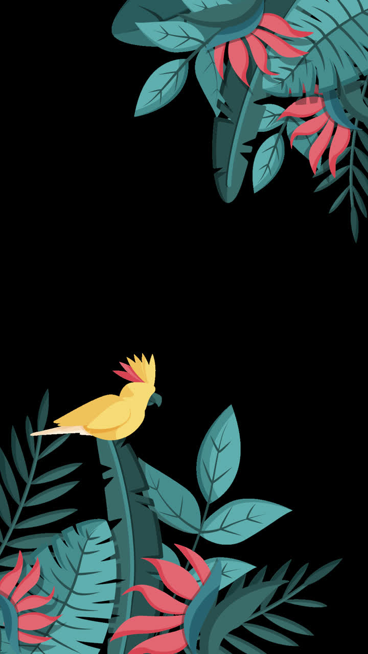 pájaro tropical y flores de fondo