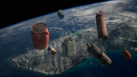 contaminación de la atmósfera del planeta tierra y el espacio