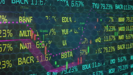 Animation-of-financial-data-processing-over-network-of-hexagons