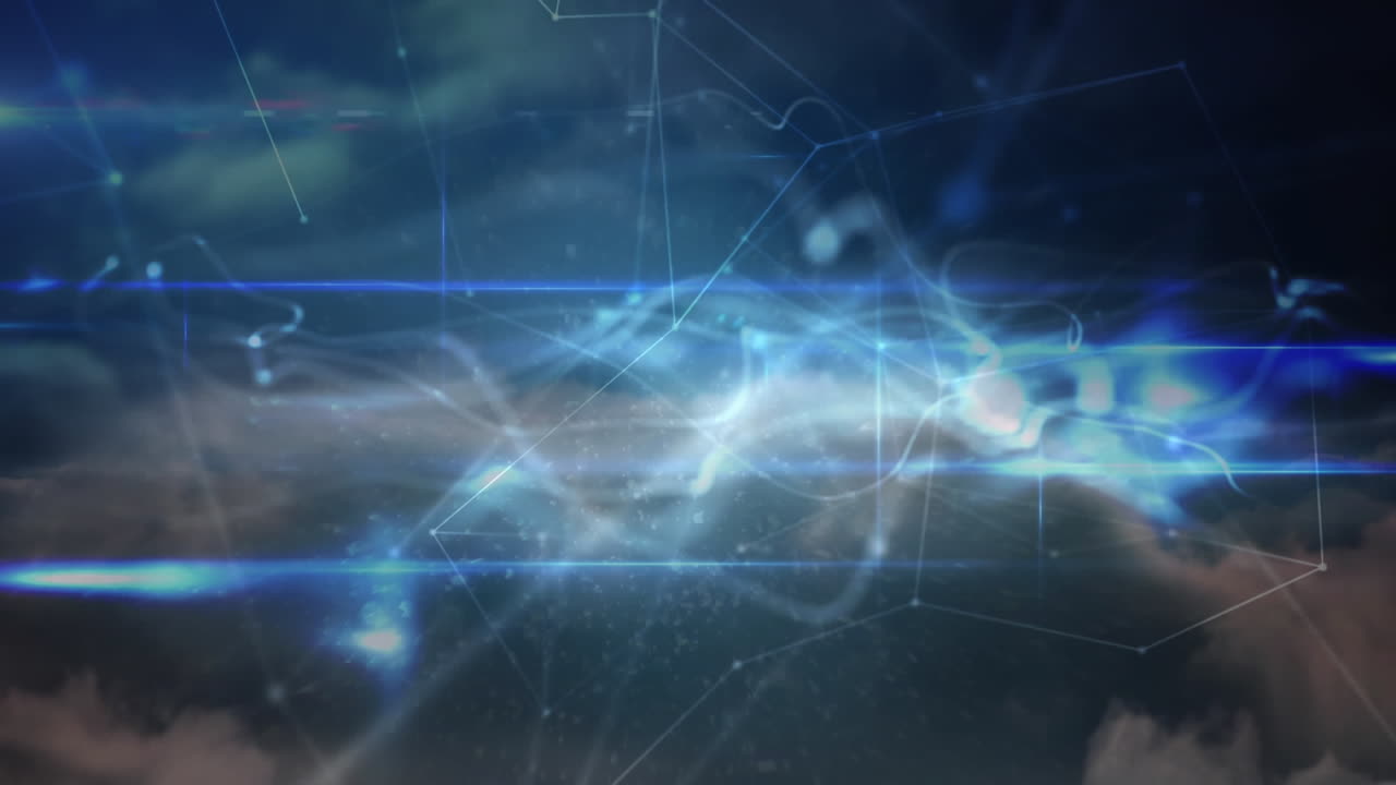 animación de redes de conexiones en el cielo