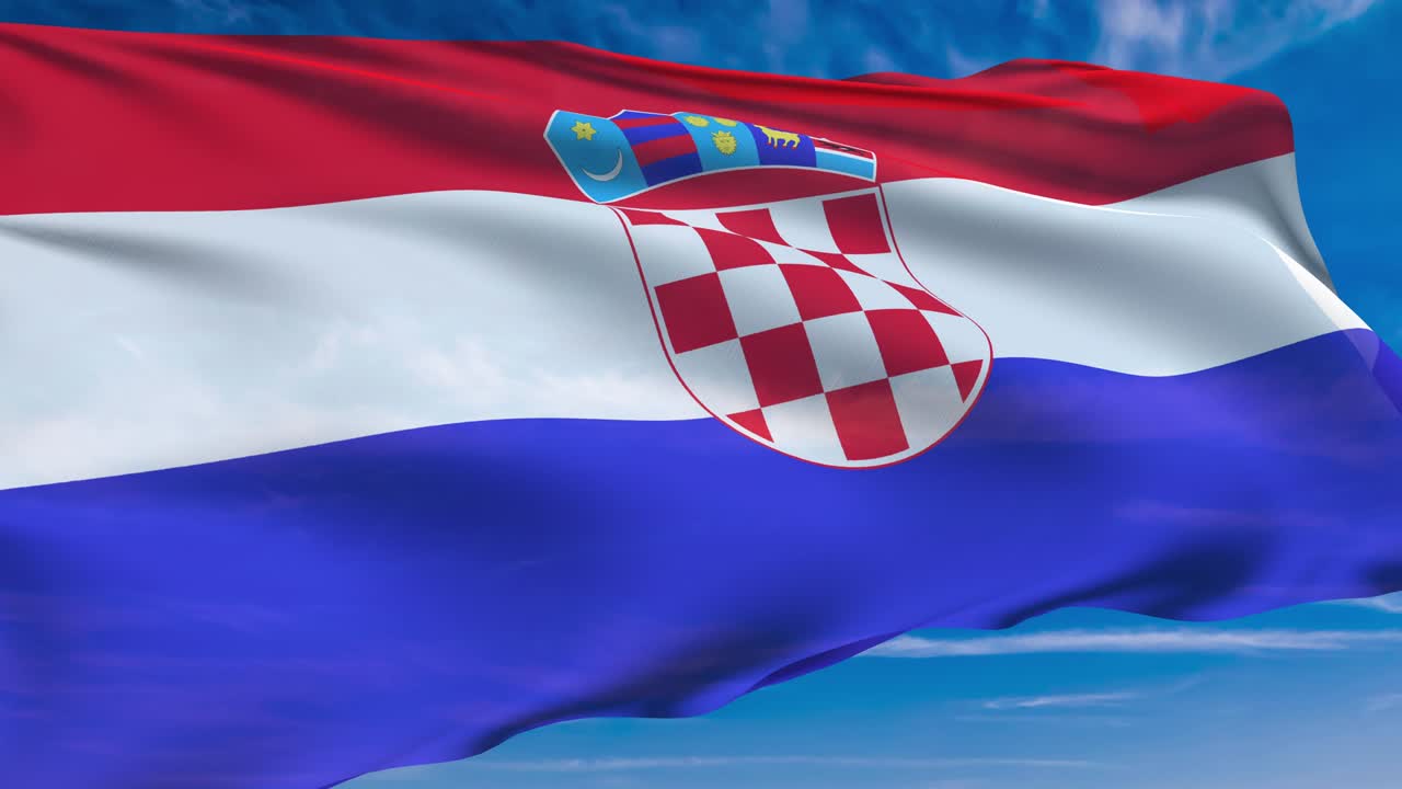 흐린 하늘을 배경으로 천 구조로 된 크로아티아의 발 (loopable)