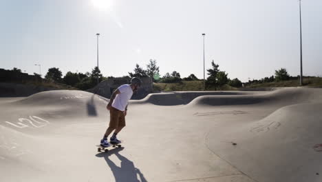 graceful aging on wheels: elderly man enjoying surf skateboarding in germany