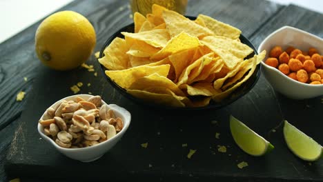 served snacks on board on table