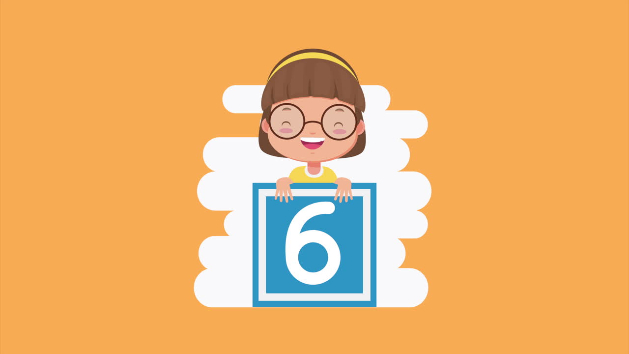 cute little girl with six block character