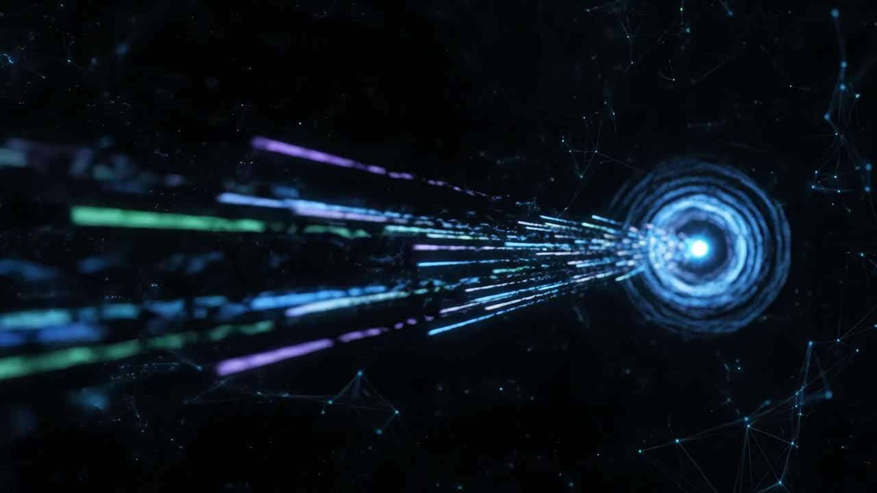 Animazione tunnel dati astratti