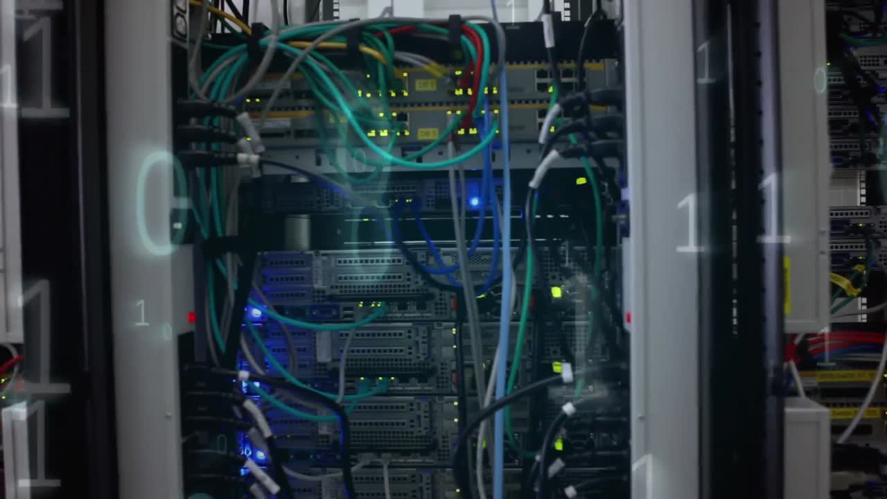 compuesto digital de un servidor de computadora y el sistema binario