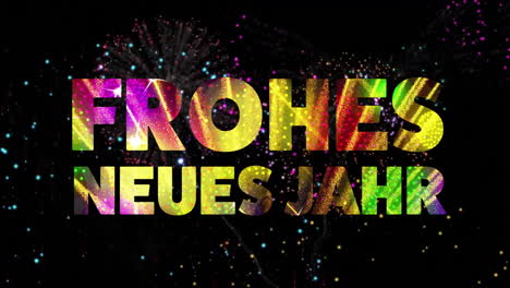 Animation-Of-Frohes-Neues-Jahr-Text-And-Confetti-On-Black-Background