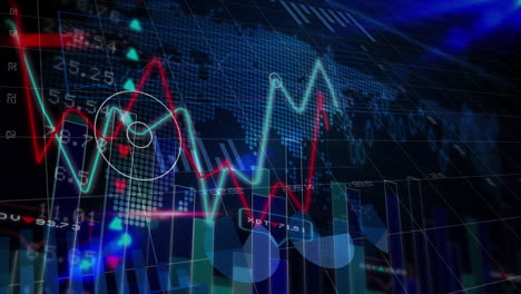 Animación-Del-Procesamiento-De-Datos-Financieros-Sobre-El-Mapa-Mundial