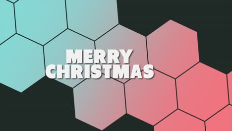 Merry-Christmas-text-with-neon-hexagons-on-black-gradient