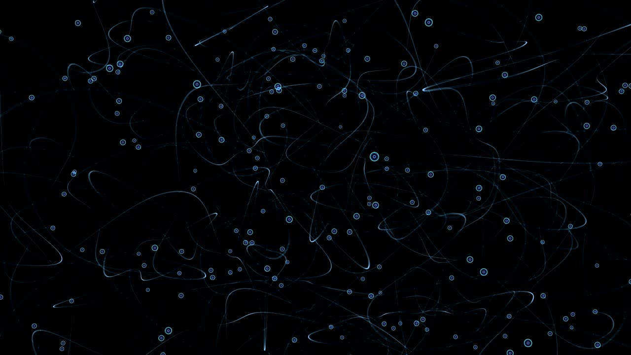 Network of lines and spheres in space.