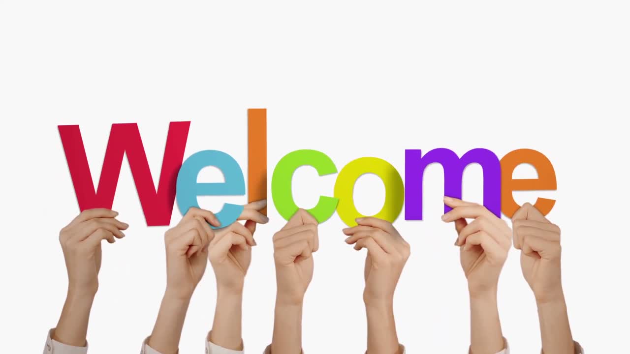 손을 들고 환영합니다.