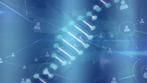 Animation-of-dna-strand-spinning-over-network-of-connections