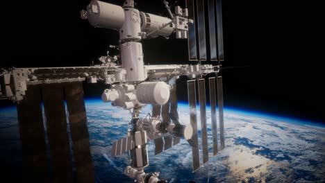 Estación-Espacial-Internacional-En-El-Espacio-Ultraterrestre-Sobre-El-Planeta-Tierra