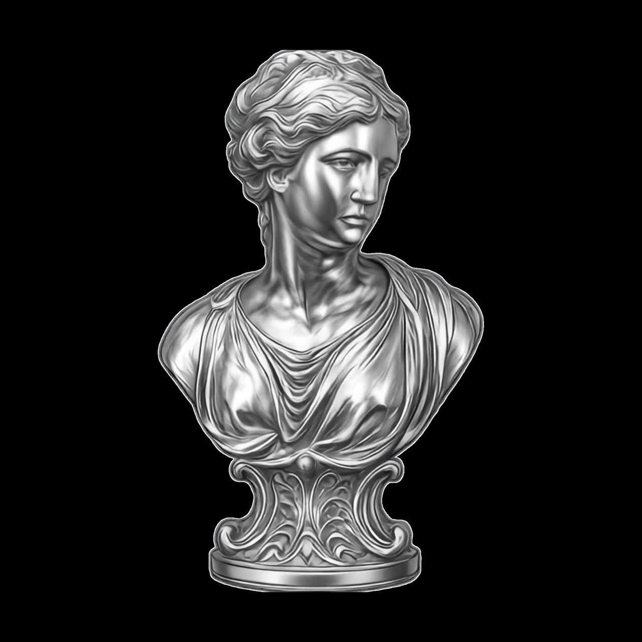 Elegant silver classical sculpture bust