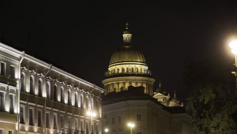 night view of a cathedral and buildings in a european city