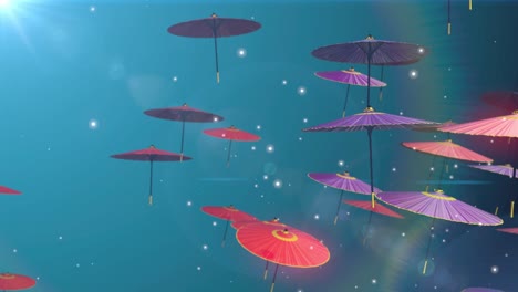 japanese chinese umbrella parasol particle loop animation