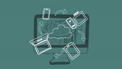animación de iconos tecnológicos a través de la computadora