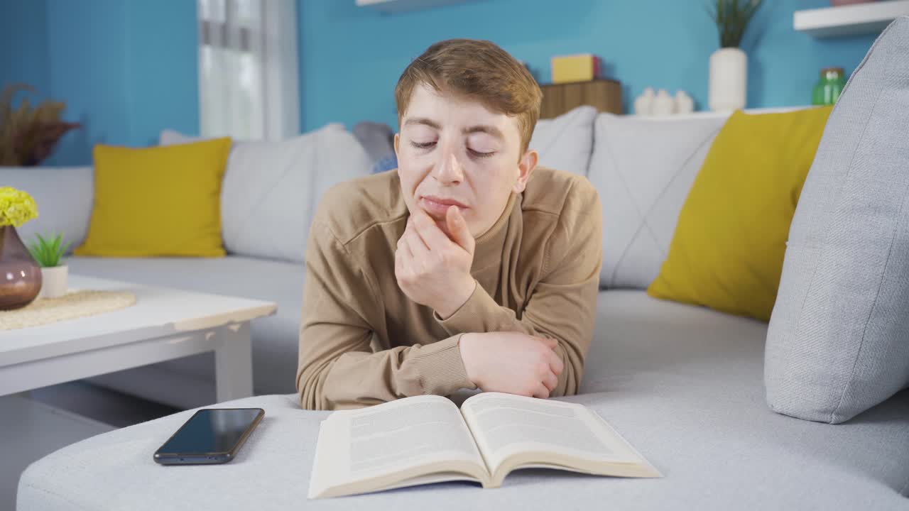 The sleepy teenager yawns.