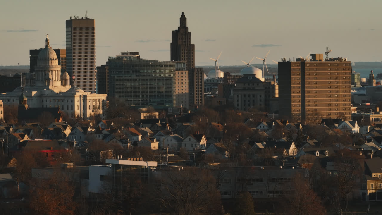 Luftaufnahme von Providence, Rhode Island, an einem Herbsttag