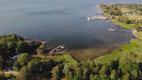 Aerial-beautiful-footage-over-the-picturesque-village-called-Sturko,-located-in-Karlskrona-Sweden