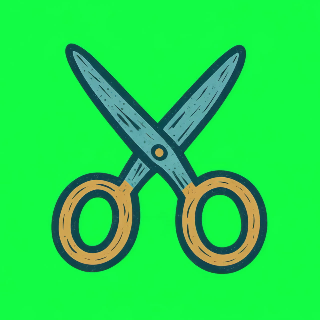 Vintage scissors illustration animation isolated asset, transparent 4K video, alpha channel, ProRes