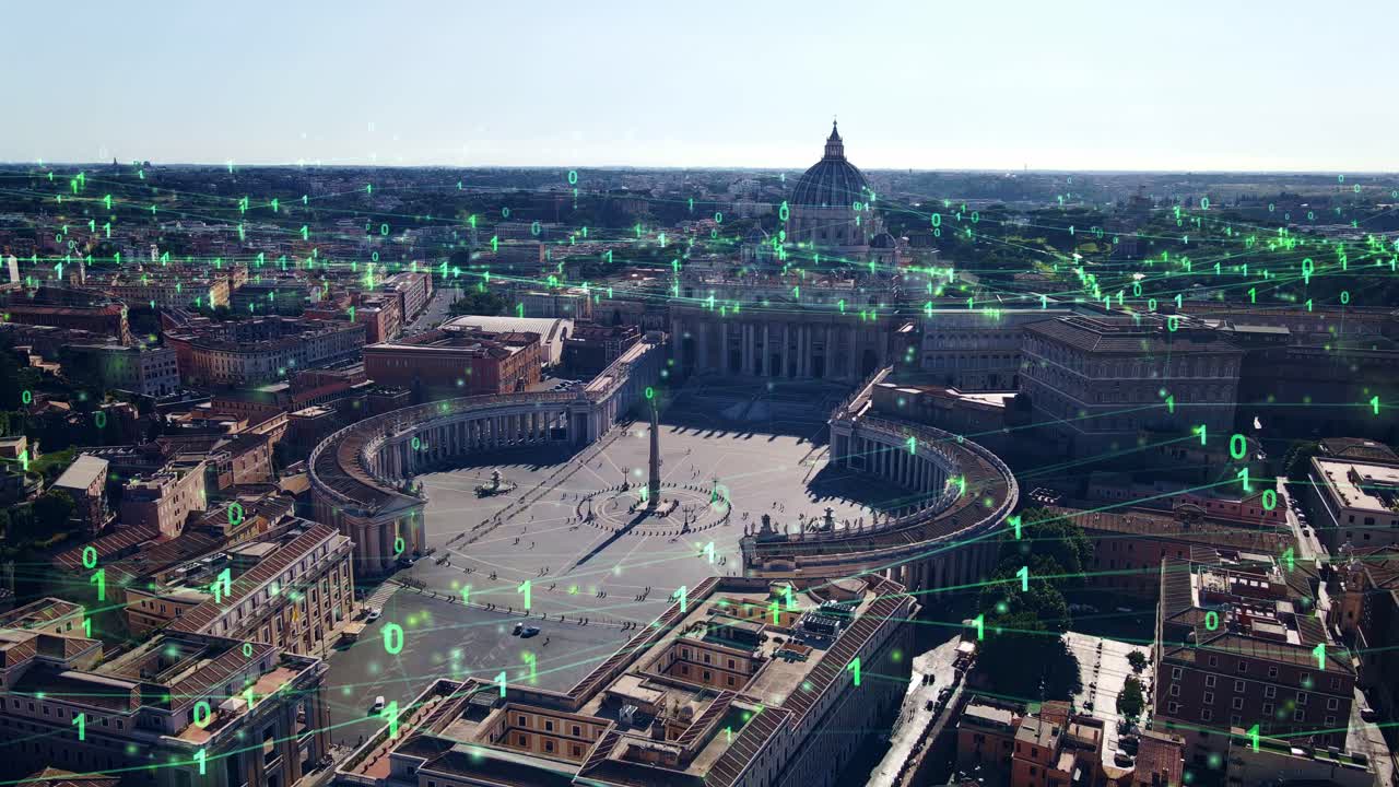 Ancient faith meets future code, illustrating global transition and memory