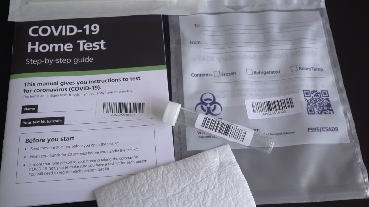 covid-19 冠狀病毒測試套件,包括指南,測試管和棉花 q 尖端,可以在家中使用