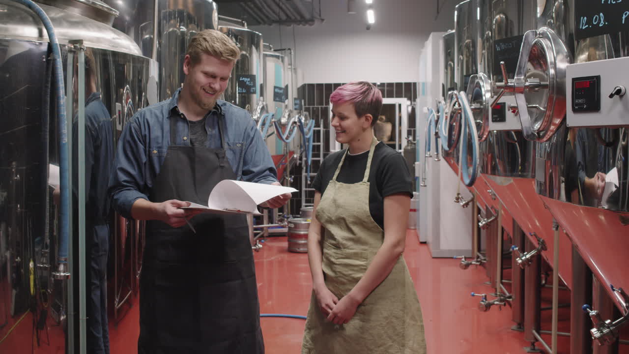 Brewery Workers At Beer Factory