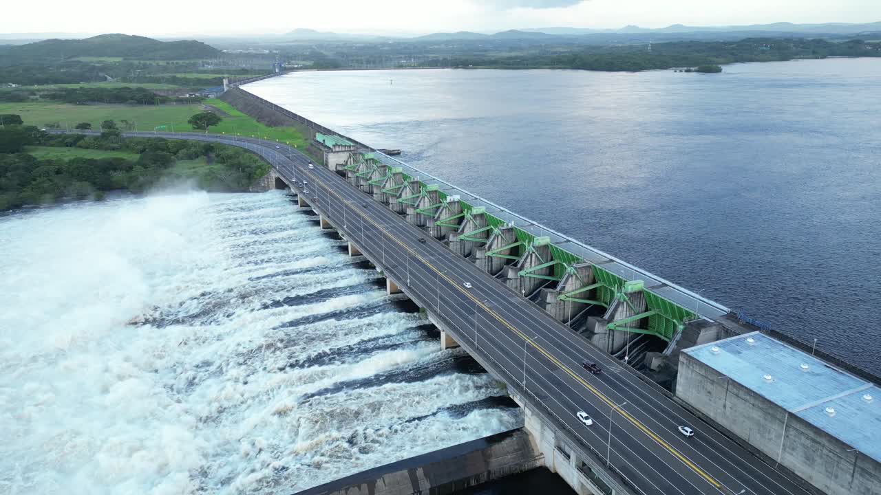 AERIAL SHOT ON A BIG DAM IN VENEZUELA WITH A YAW ROTATION