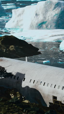 viejo avión roto en la playa de islandia