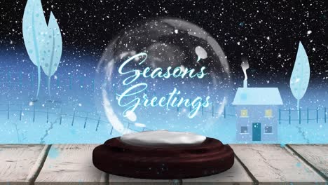 Digital-animation-of-snow-falling-over-and-shooting-star-spinning-around-season-greetings-text-in-sn