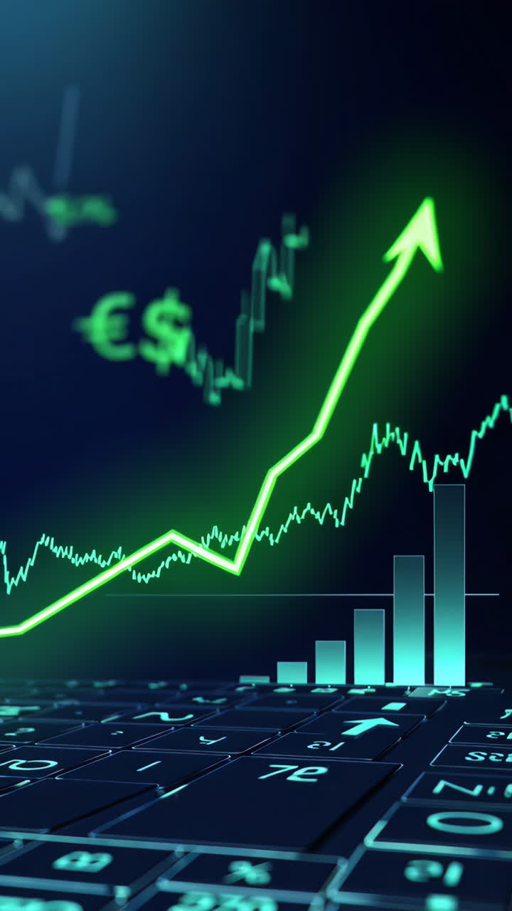 Financial Growth Chart on a Computer Keyboard