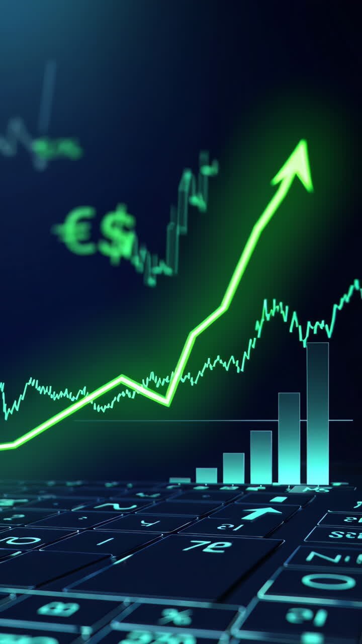 Financial Growth Chart on a Computer Keyboard