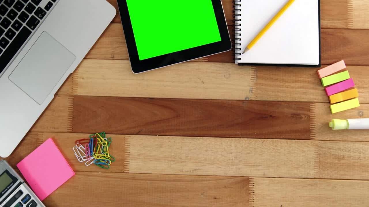 Laptop, digital tablet, diary and stationery