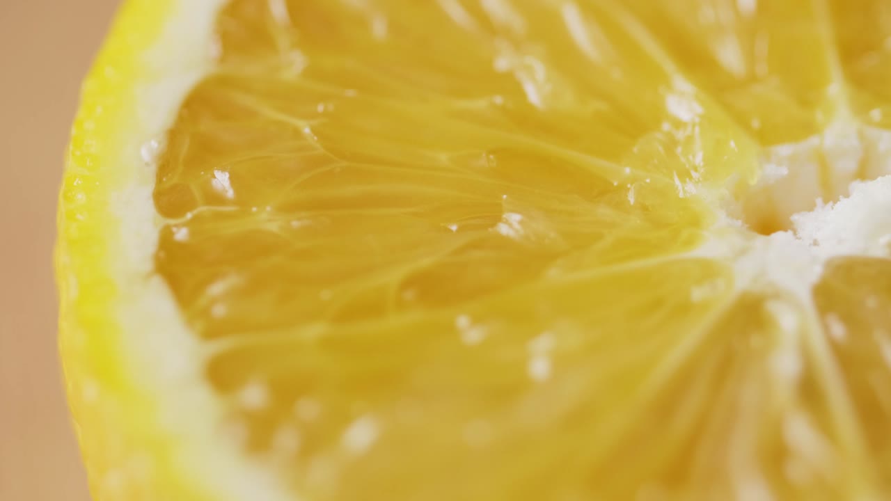 Dolly Shot Of Fresh Halved Orange Fruit On Table