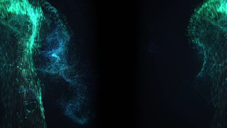 el movimiento de rotación de salpicaduras de polvo azul en el fondo negro.