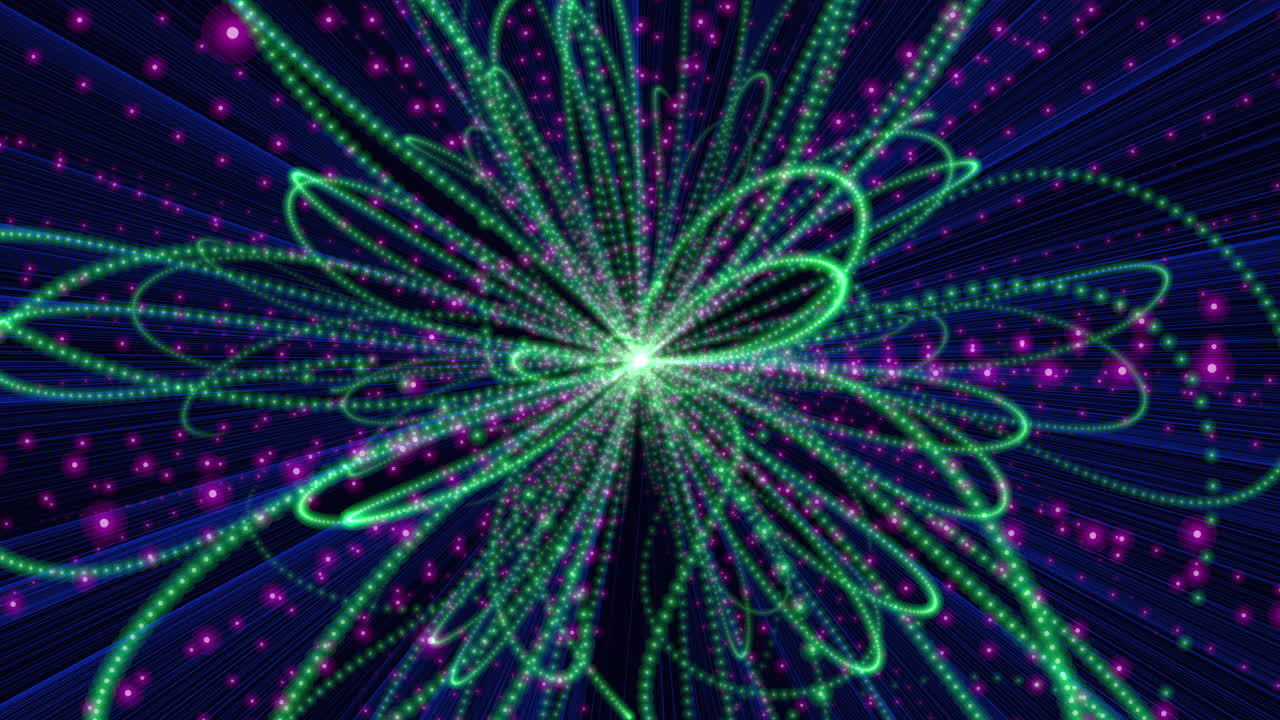 espiral dinámica de líneas azules y amarillas que convergen hacia el centro