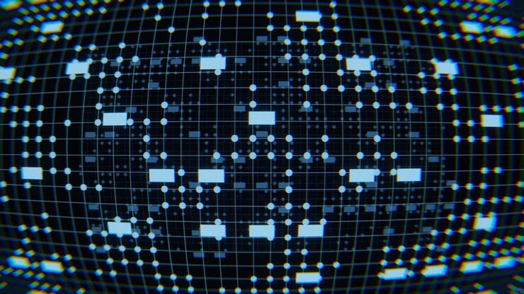 Abstract Digital Network Grid with Glowing Nodes