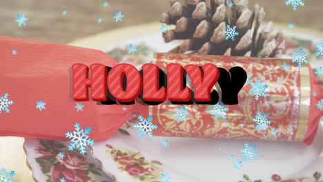 animación del texto de holly sobre el regalo de navidad