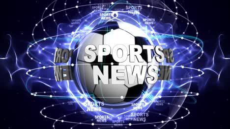 sports news text animation, and sport balls, loop