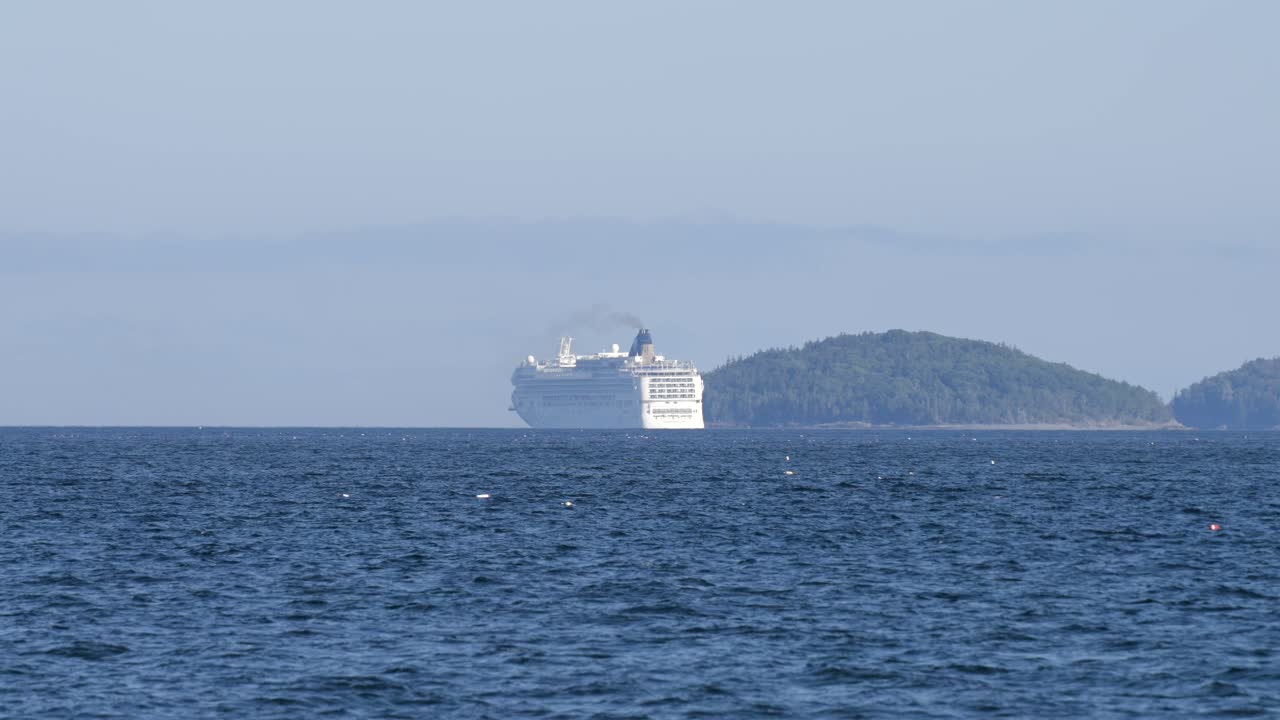 Majestic Cruise Ship on the Water with a Coastline in the Background