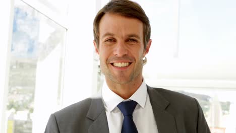 smiling businessman looking at camera