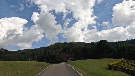 traveling down a peaceful rural road